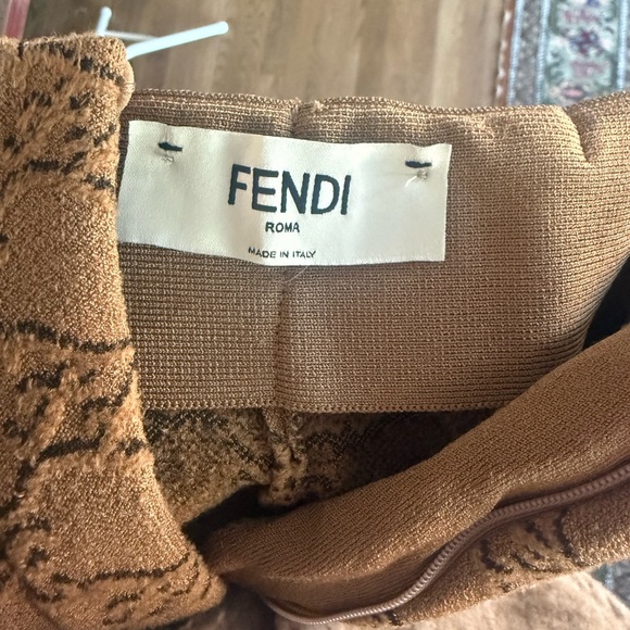 Fendi Tan Textured Trousers - Picture 3 of 3
